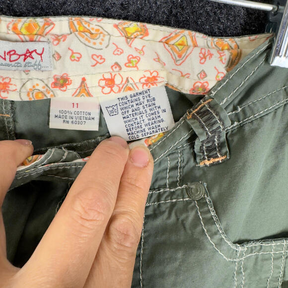 Unionbay Cropped Pants Women 11 Green Mid Rise Flat Front Cotton Pockets Casual - Picture 7 of 8